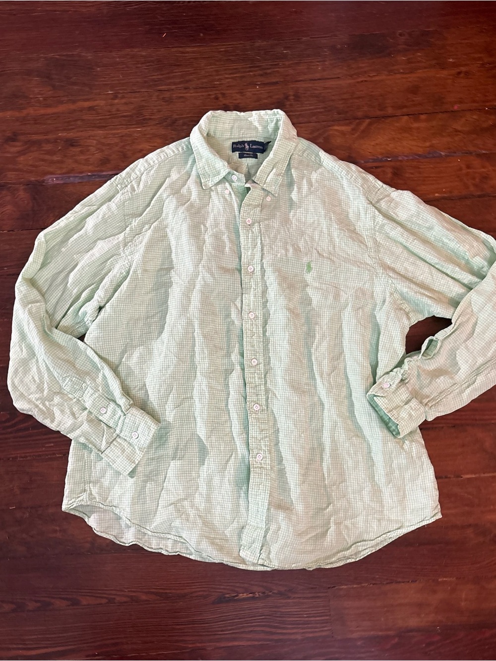 Ralph Lauren classic fit green white long sleeve button down shirt size XXL